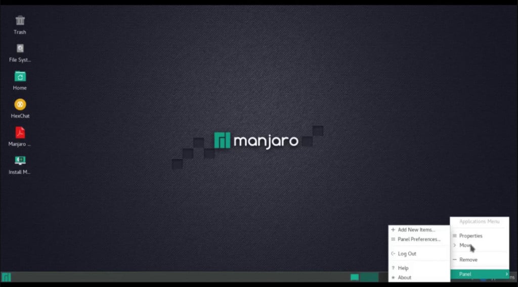 interface linux xfce manjaro